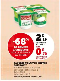 U Express Soignon Yaourts au lait de chèvre offre