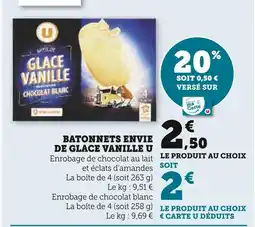 U Express U Bâtonnets envie de glace vanille offre