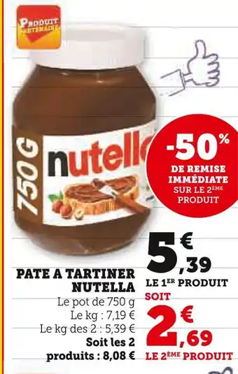 U Express Nutella Pâte à tartiner offre