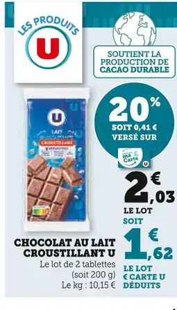 U Express U Chocolat au lait croustillant offre