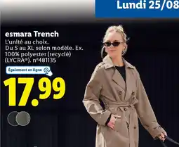 Lidl ESMARA Trench offre
