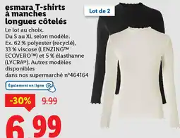 Lidl ESMARA T-shirts à manches longues côtelés offre
