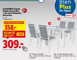 Lidl LIVARNO HOME Table de jardin + lot de fauteuils, Houston offre