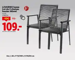 Lidl LIVARNO HOME Lot de 2 chaises hautes Miami offre