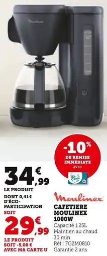 Super U Cafetiere moulinex offre