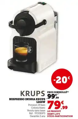 Super U NESPRESSO INISSIA KRUPS offre