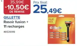 Costco GILLETTE Rasoir fusion + 11 recharges offre