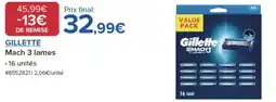 Costco GILLETTE Mach 3 lames offre