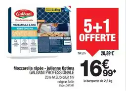 Promocash GALBANI Mozzarella râpée - julienne Optima offre