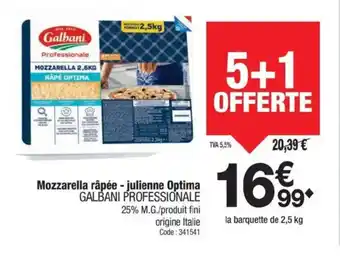 Promocash GALBANI Mozzarella râpée - julienne Optima offre