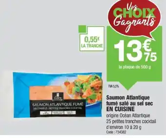Promocash EN CUISINE Saumon Atlantique fumé salé au sel sec offre