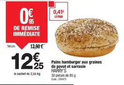 Promocash HARRY'S Pains hamburger aux graines de pavot et sarrasin offre
