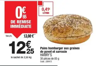 Promocash HARRY'S Pains hamburger aux graines de pavot et sarrasin offre