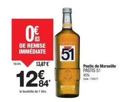 Promocash PASTIS 51 Pastis de Marseille offre
