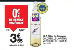 Promocash COLOMBELLE L'ORIGINAL VIGNERONS DE PLAIMONT I.G.P. Côtes de Gascogne offre