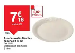 Promocash Assiettes rondes blanches en carton offre
