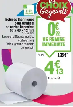Promocash Bobines thermiques pour terminal de cartes bancaires offre