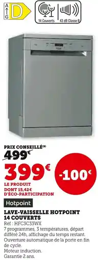 Super U Lave-vaisselle hotpoint 14 couverts offre
