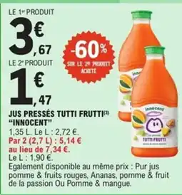 E.Leclerc Express INNOCENT Jus pressés tutti frutti offre