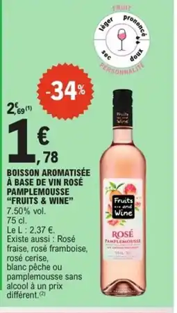 E.Leclerc Express FRUITS & WINE Boisson aromatisée à base de vin rosé pamplemousse offre