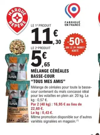 E.Leclerc Jardi TOUS MES AMIS Mélange céréales basse-cour offre