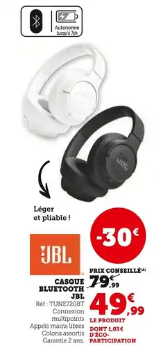 Super U Casque bluetooth jbl offre