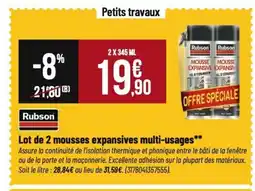 Tridôme RUBSON Lot de 2 mousses expansives multi-usages offre