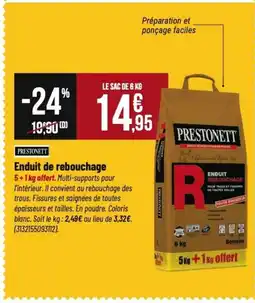 Tridôme PRESTONETT Enduit rebouchage offre