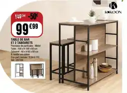 La Foir'Fouille Table de bar et 2 tabourets offre