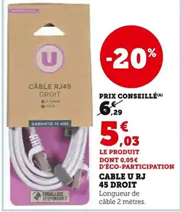 Super U Cable u rj45 droit offre