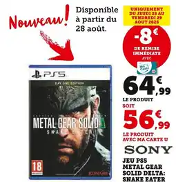 Super U Jeu ps5 metal gear solid delta: snake eater offre