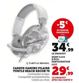 Super U Casque gaming filaire turtle beach recon 70 offre