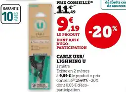 Super U Cable usb lighning u offre