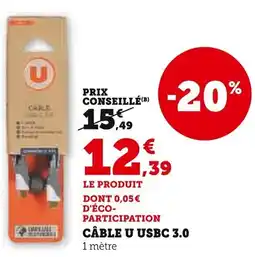 Super U CÂBLE U USBC 3.0 offre