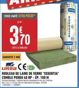 Brico Cash URSA Rouleau de laine de verre essentia comble perdu offre