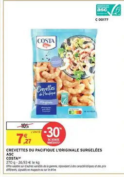 Intermarché Hyper COSTA Crevettes du pacifique l'originale surgelées offre