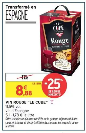 Intermarché Hyper LE CUBE Vin rouge offre