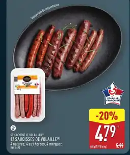 ALDI ST-CLÉMENT LE VOLAILLER 12 Saucisses de volaille offre