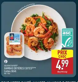 ALDI GOLDEN SEAFOOD Gambas entières cuites offre