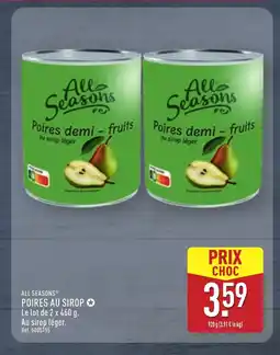 ALDI ALL SEASONS Poires au sirop offre