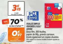 Netto Feuilles simples perforées 21x29,7 oxford offre