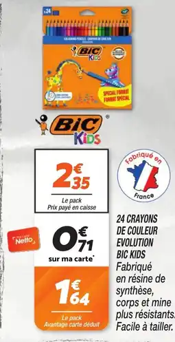 Netto 24 crayons de couleur evolution bic kids offre