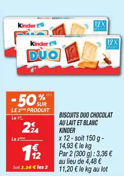 Netto Biscuits duo chocolat au lait et blanc kinder offre
