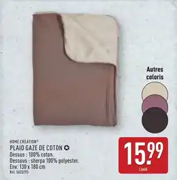 ALDI HOME CREATION Plaid gaze de coton offre