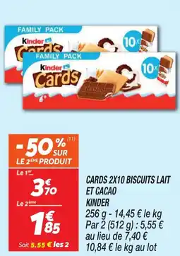 Netto Cards 2x10 biscuits lait et cacao kinder offre