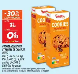 Netto Cookies nougatines et pépites de chocolat netto offre