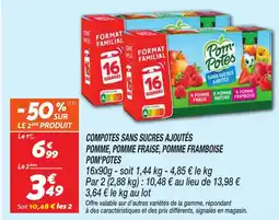 Netto Compotes sans sucres ajoutés pomme pomme fraise pomme framboise pom'potes offre