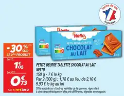 Netto Petits beurre tablette chocolat au lait netto offre