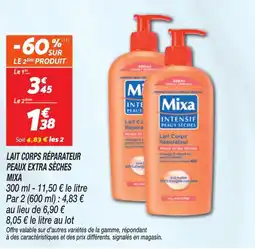 Netto Lait corps réparateur peaux extra sèches mixa offre