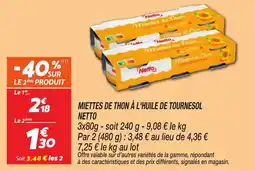 Netto Miettes de thon à l'huile de tournesol netto offre